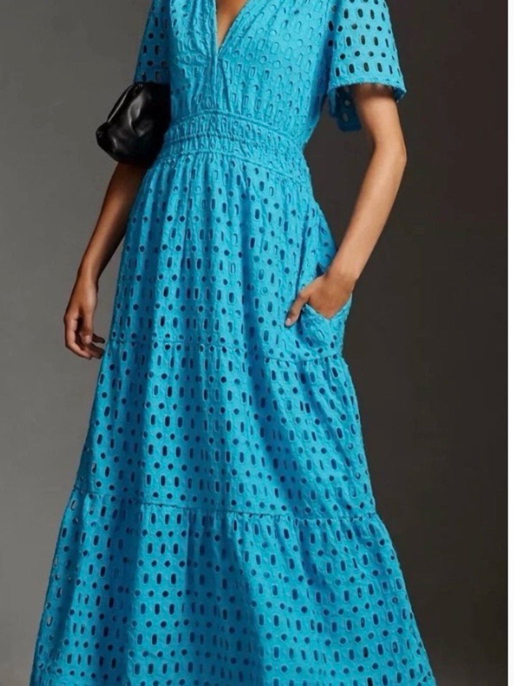 Anthropologie The Somerset Blue Maxi Dress: Eyelet Edition sz M